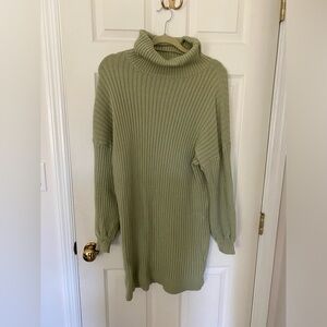 Green soft comfy sweater dress